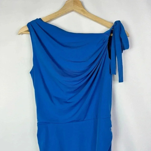 Jessica Simpson Royal Blue Drape Front Ruched Bodycon Mini Dress 4 - Picture 3 of 3